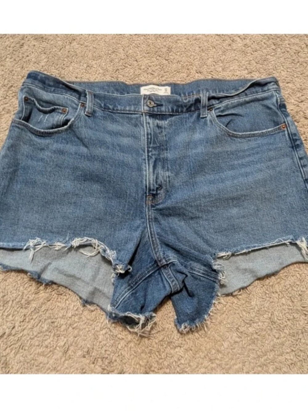 Abercrombie & Fitch‎ Denim Jean Shorts Sz 34/18 4" High Rise Mom Short Western